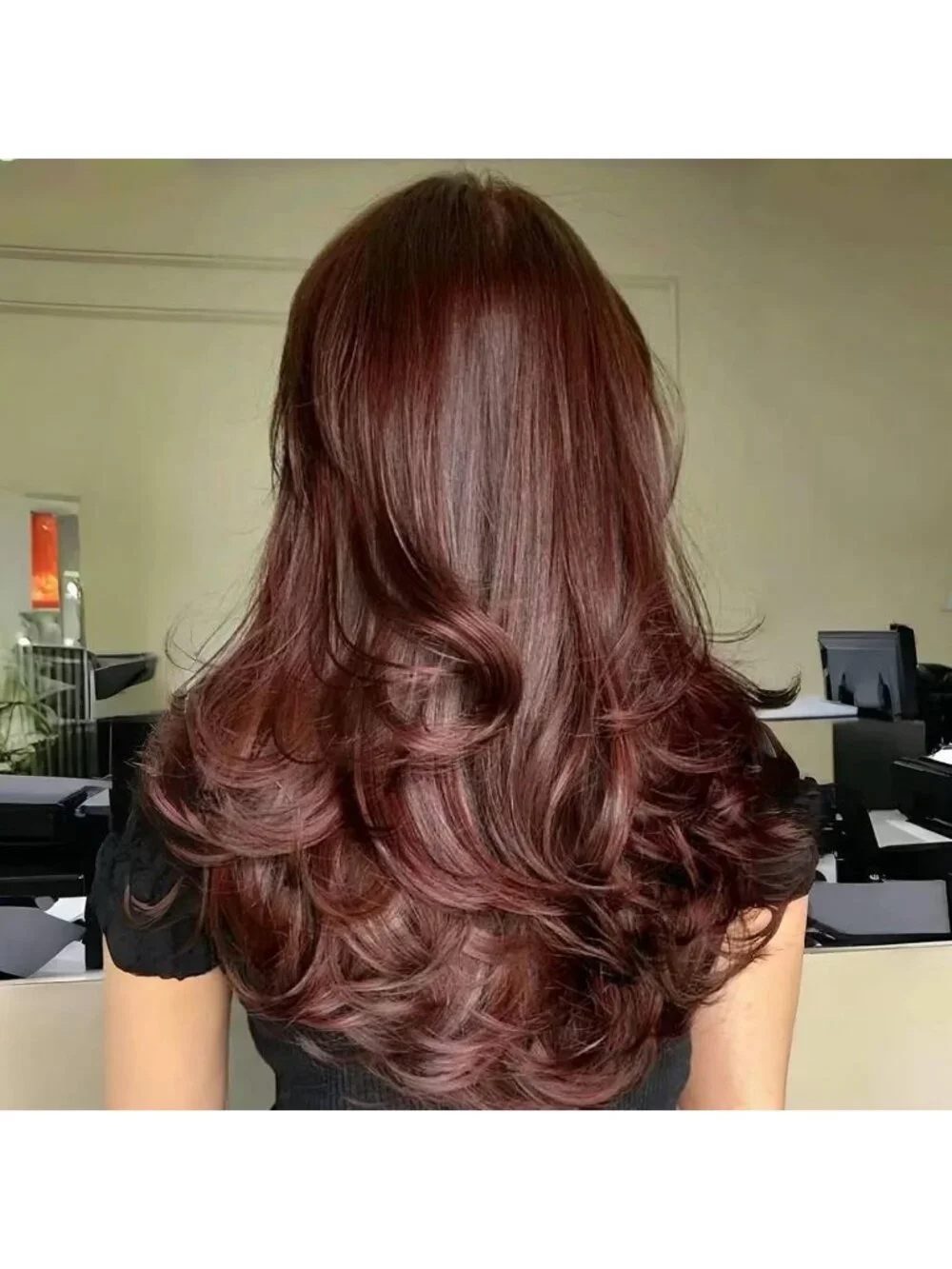 Women's Burgundy Long Blonde Wavy Synthetic Platinum Layered Classic Wigs